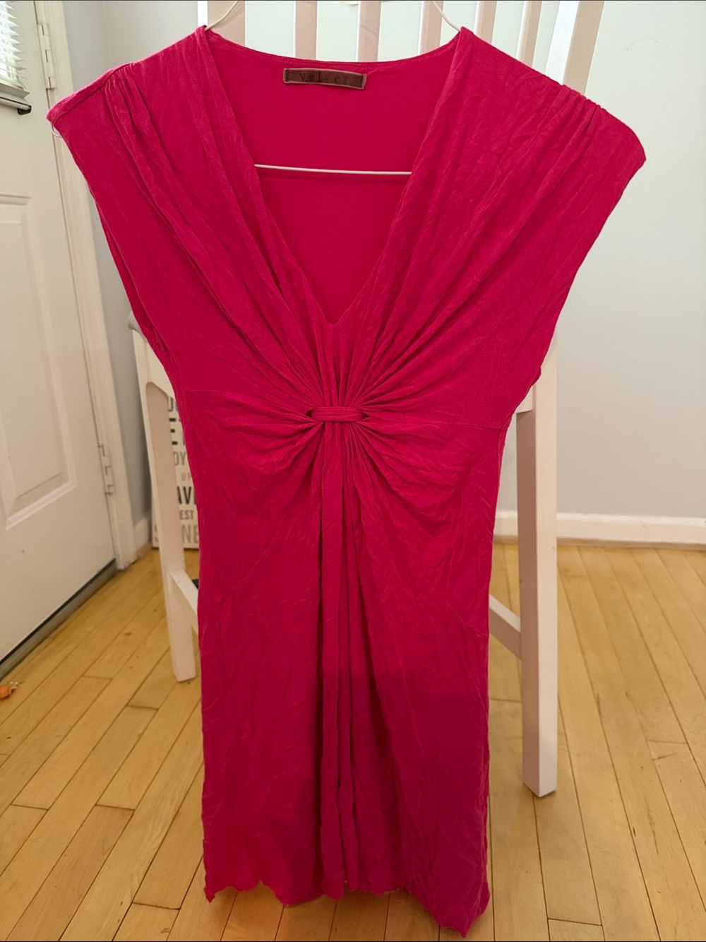 Velvet Mini Knot Front Fuchsia Dress